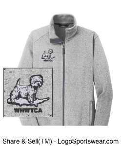 Men's Sweater Fleece Jacket w/ Embroidered Westie Design Zoom